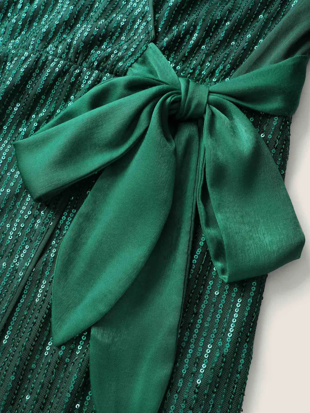 Sequin Wrap Neck Spliced Midi Dress