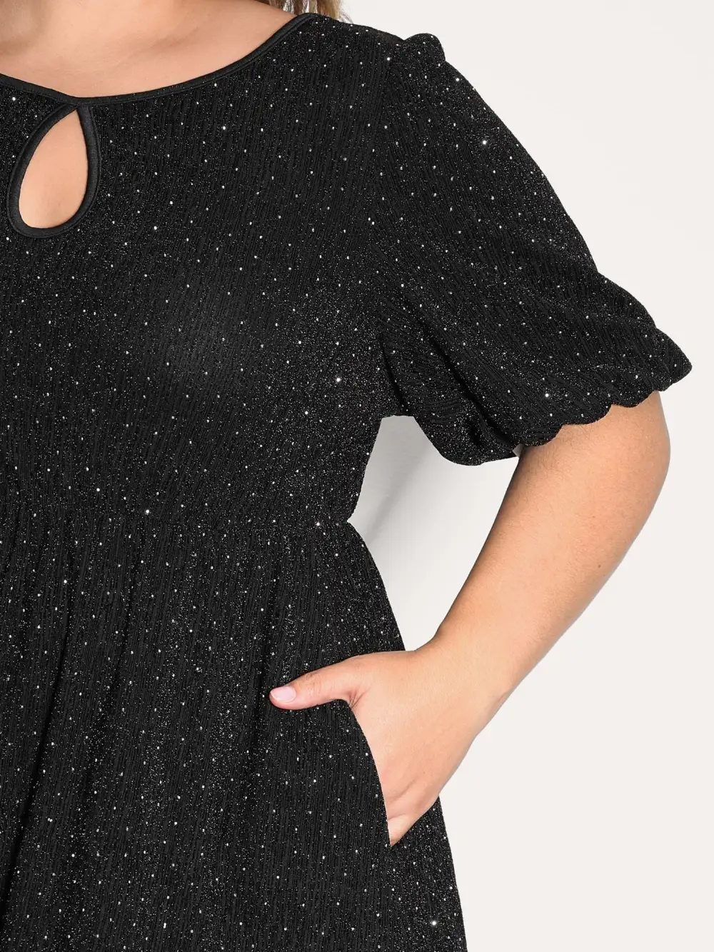 Bowknot Rhinestone Pockets Midi Dress