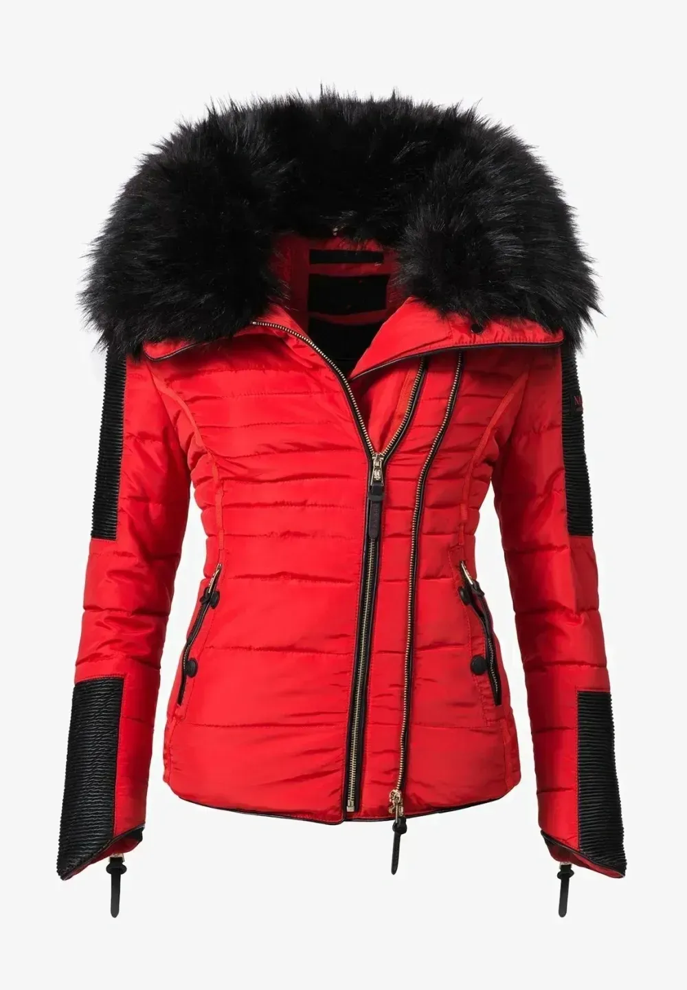 Faux fur hood puffer jacket in white