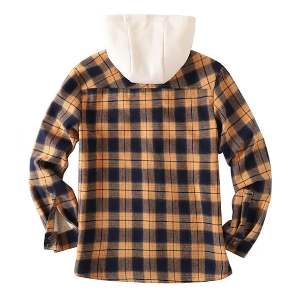 Mens Plaid Thick Plush Casual Jacket