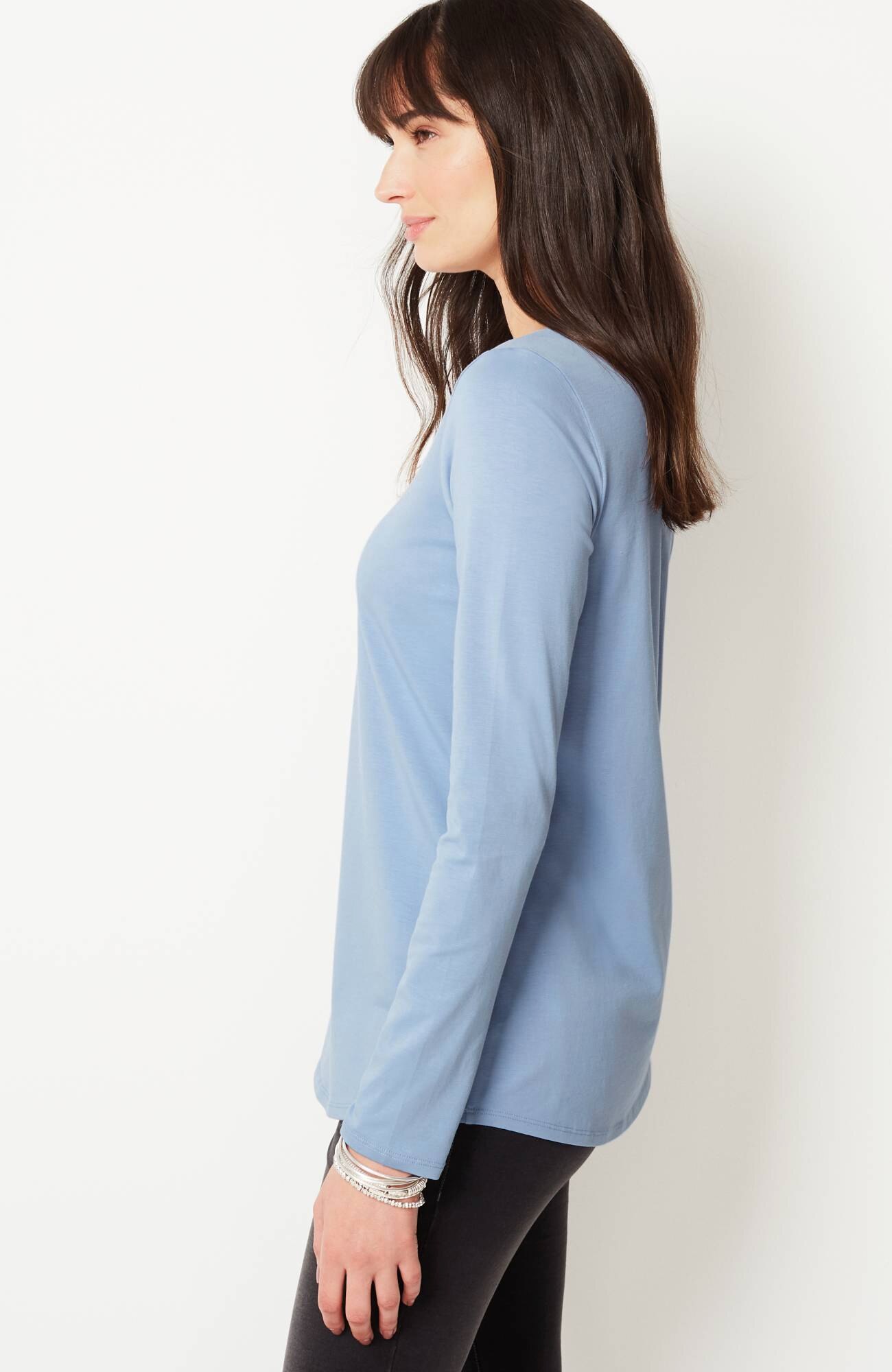 pure jill long-sleeve shirttail tee