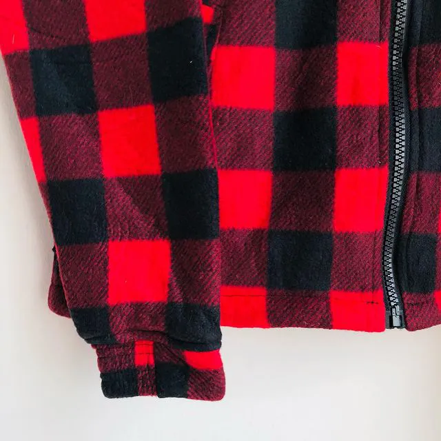 Check Striped Textured Lamb Velvet Hooded Jacket
