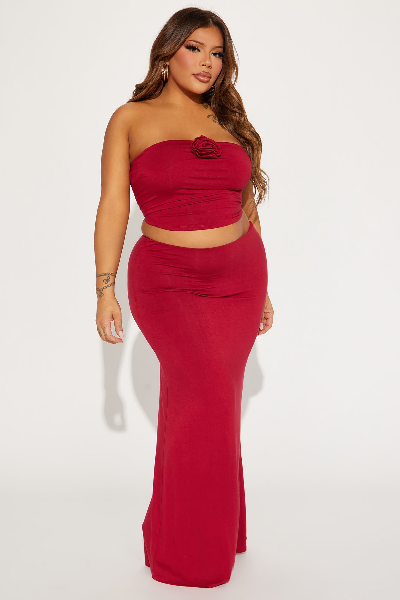 La Vie En Rose Skirt Set - Red