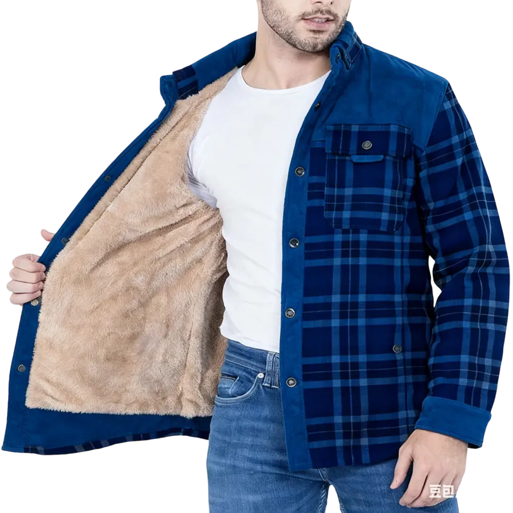 Men's Plaid Flannel Autumn and Winter Warm Jacket