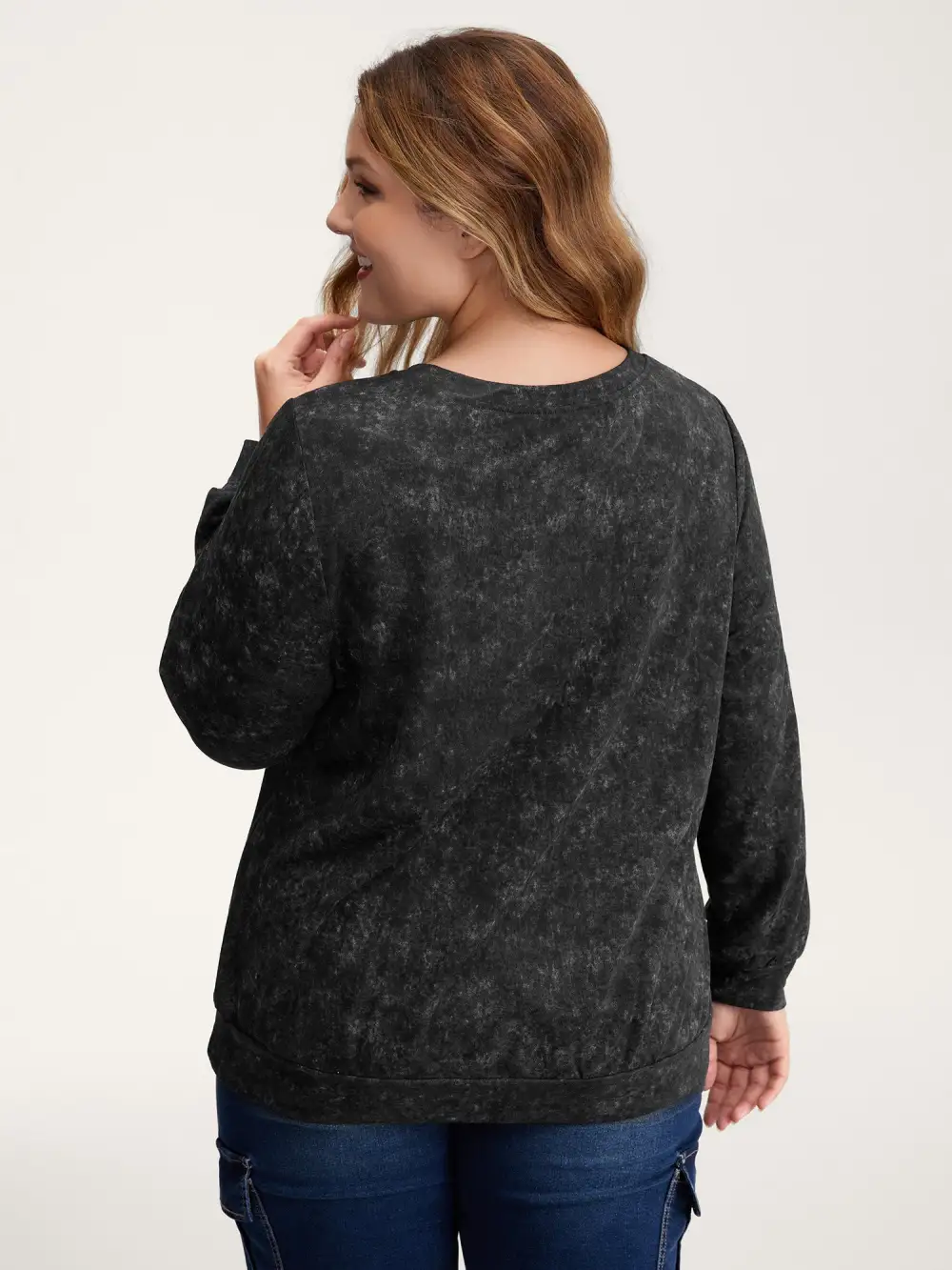 Starry Moon Stretchy Snowflake Textured Effect Sweatshirt