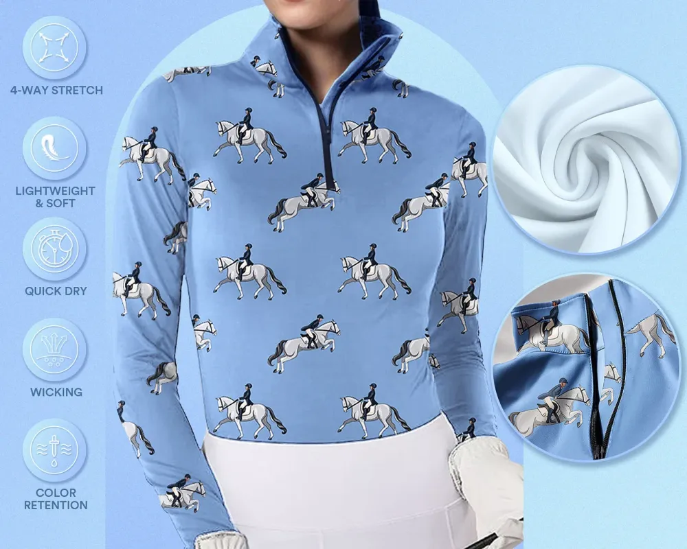 Women's Equestrian Print Long Sleeve Shirt