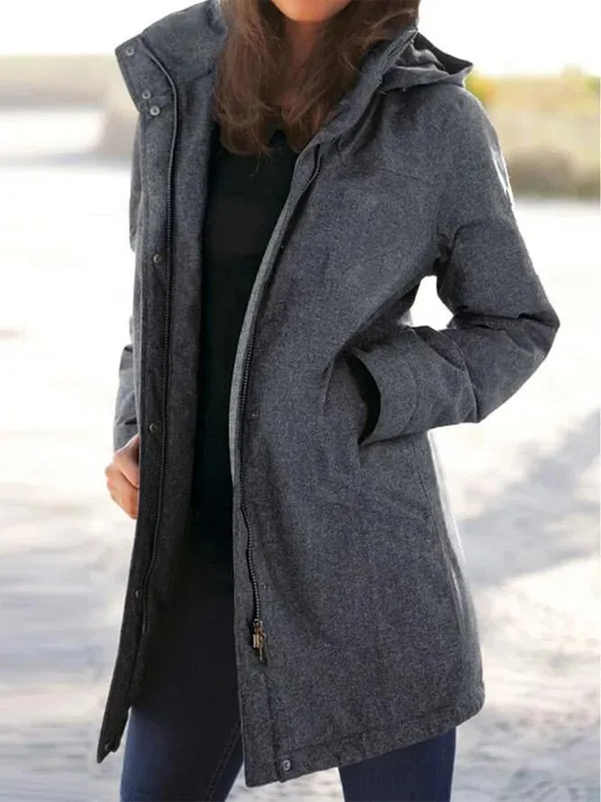 Plain Long Sleeve Buttoned Casual Jacket/Coat