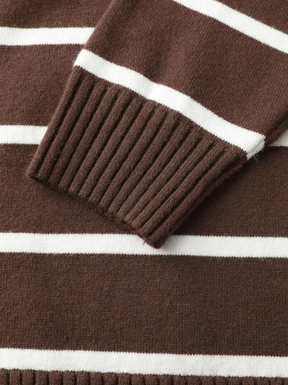 Supersoft Stripe Asymmetrical Collar Contrast Pullover