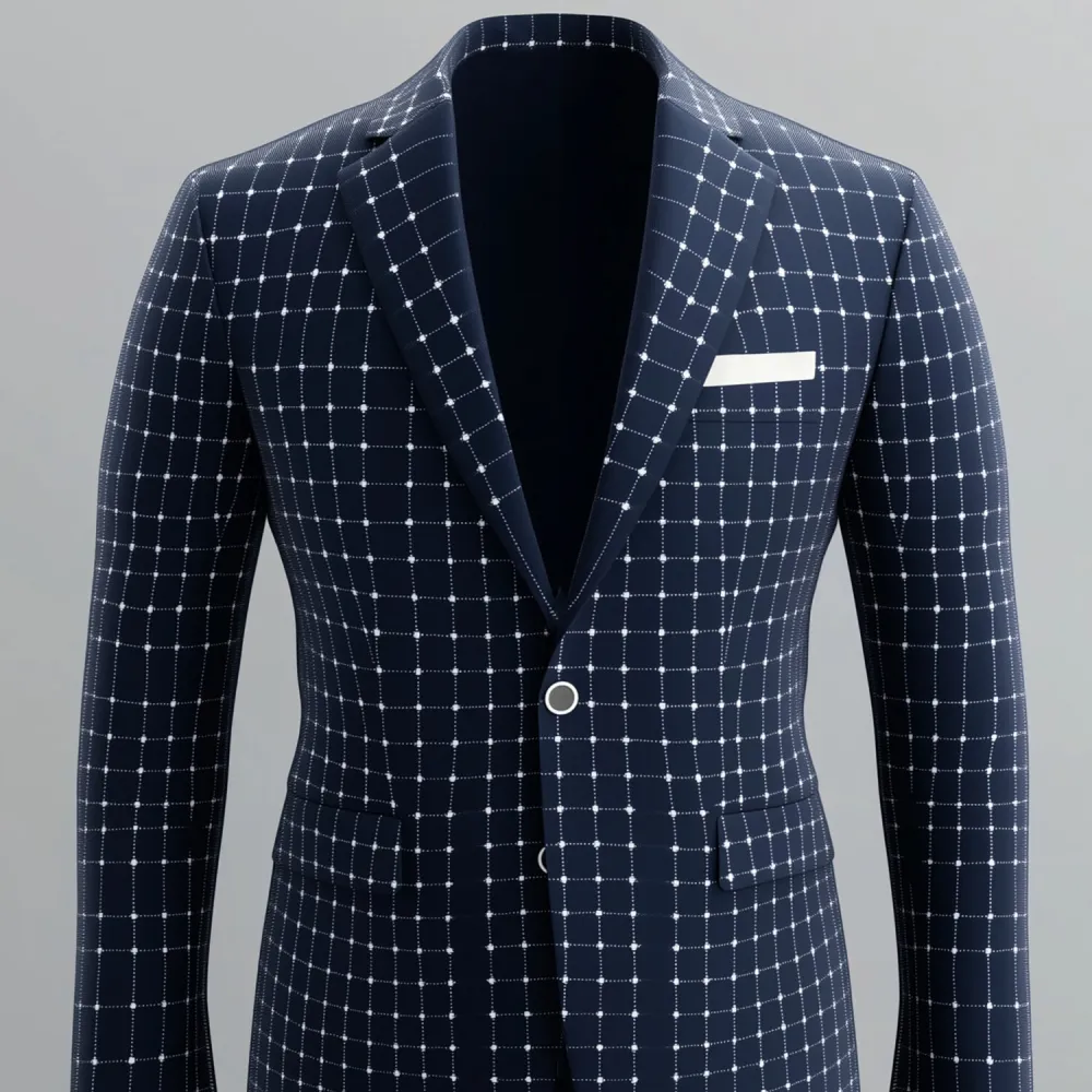 Men's Notch Lapel Long Sleeve Two Button Checked Pattern Blazer