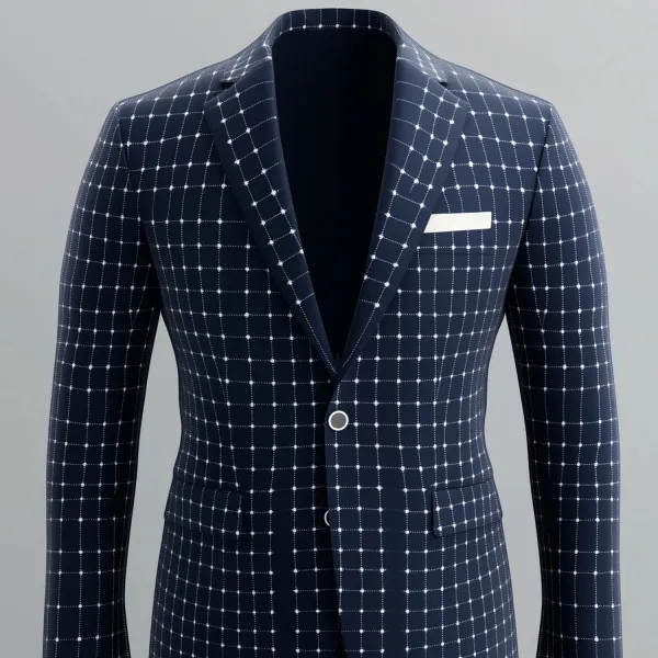 Men's Notch Lapel Long Sleeve Two Button Checked Pattern Blazer
