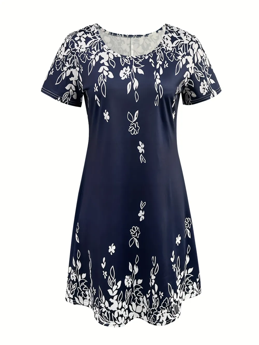 Feminine Floral Print Short Sleeve Dress