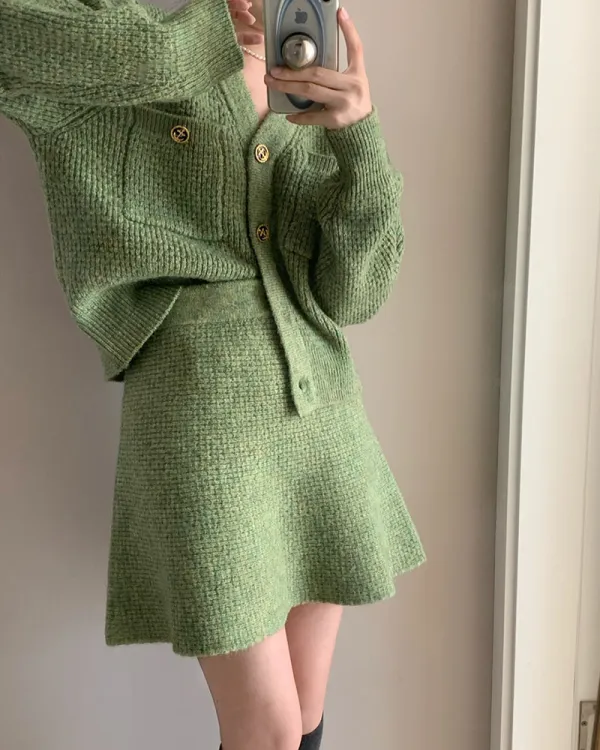 Celebrity style loose V-neck two-piece set