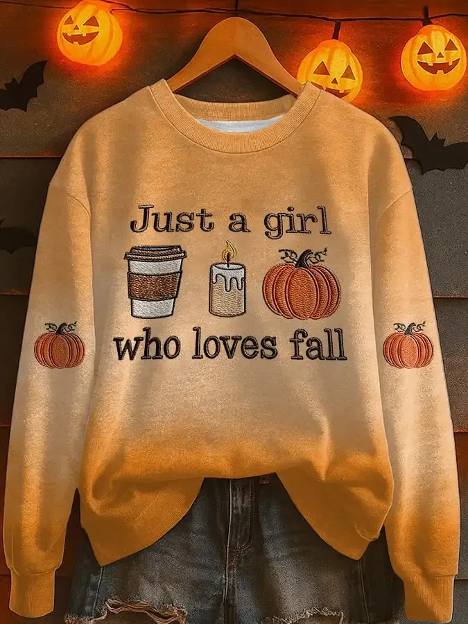 Women's Just a Girl Who Loves Fall Printed Sweatshirt