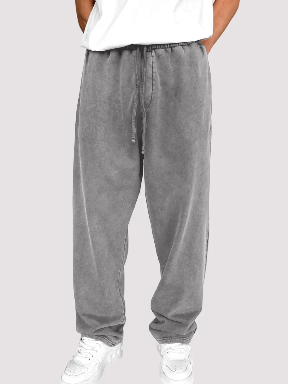 Men's Vintage Washed Texture Fashionable Comfortable Drawstring Trousers