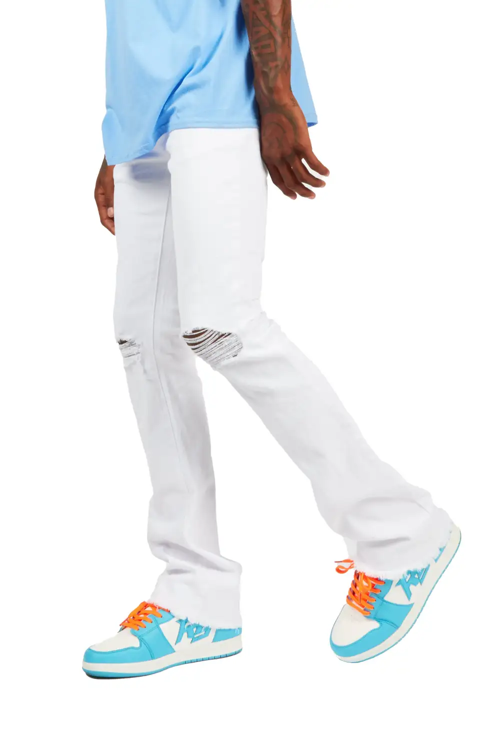 Rebel White Stacked Flare Jean