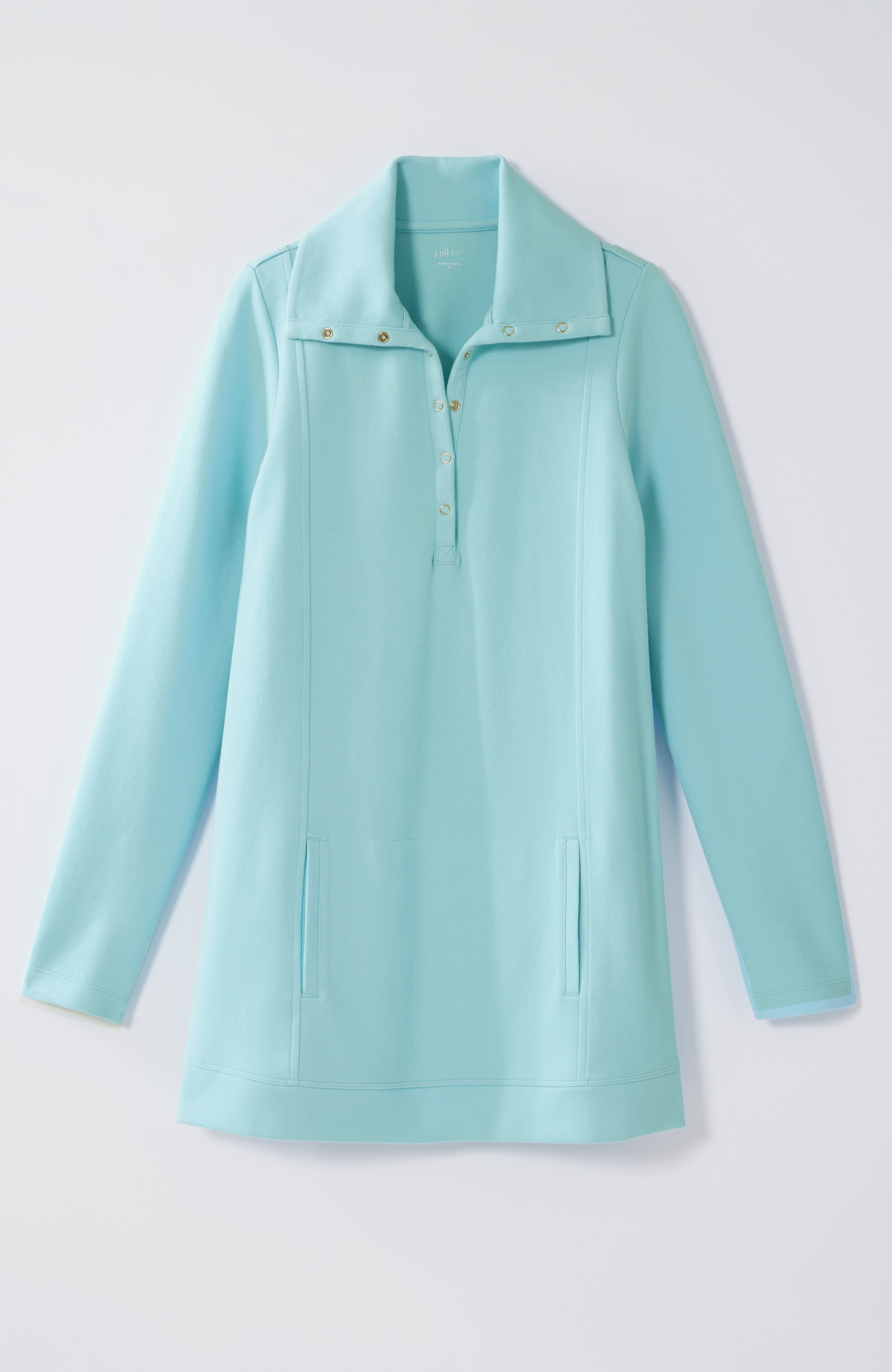 Fit Double-Knit Snap-Collared Tunic