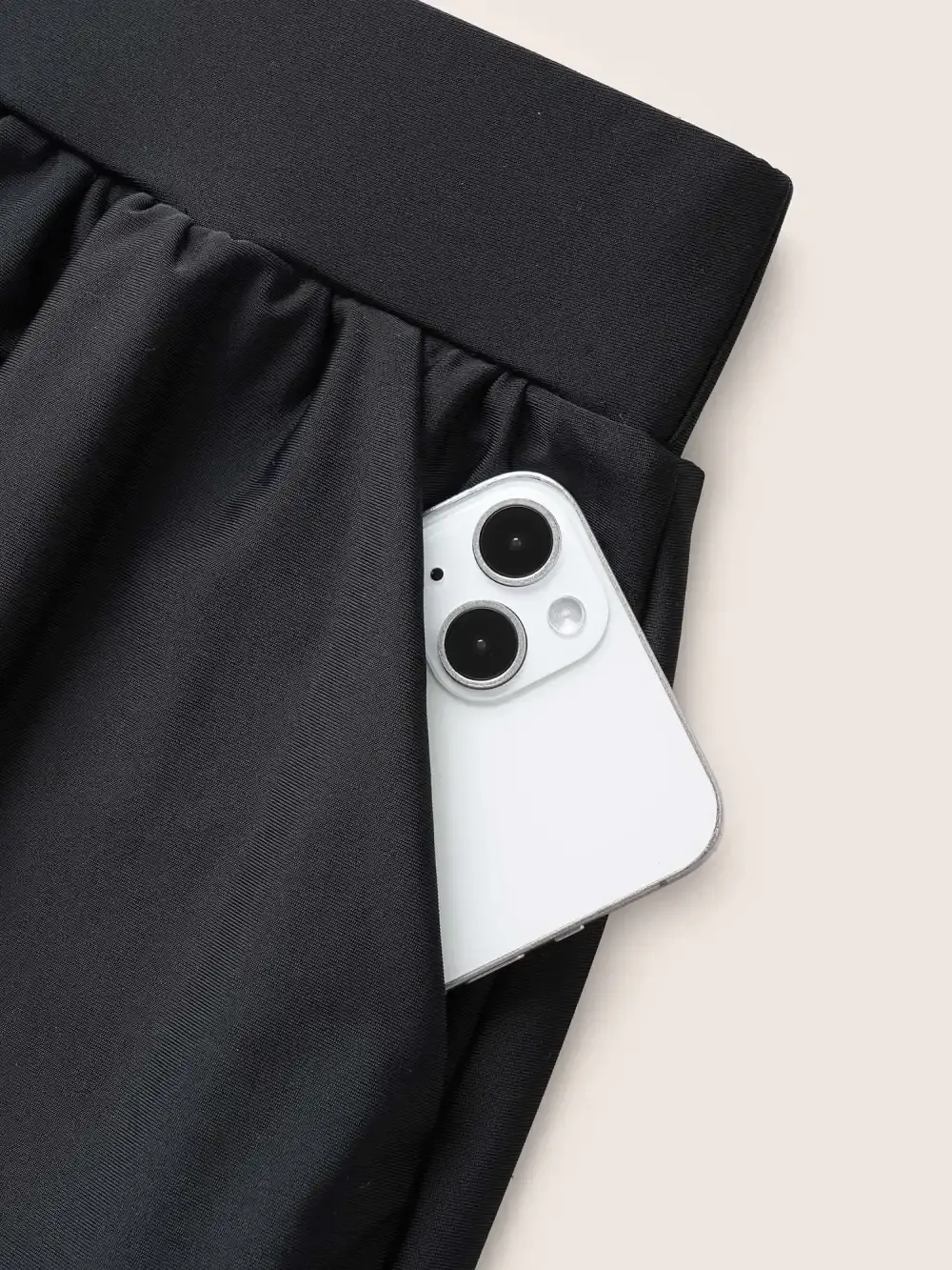 Solid Gathered High Rise Pocket Swim Bottom