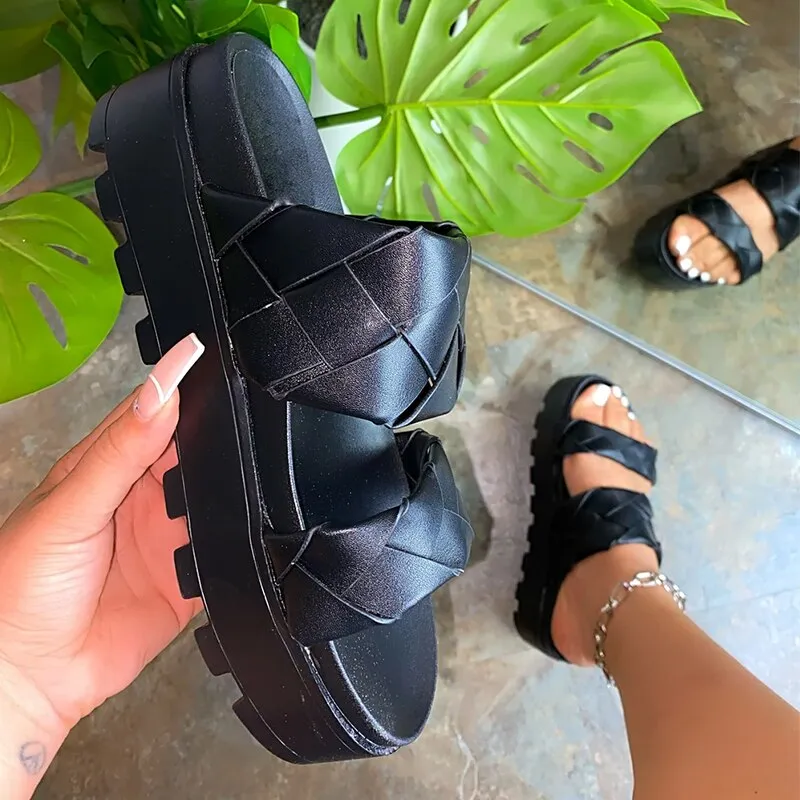 Women's Sandals Summer Flat Shoes 2021 Female Casual Wedge Slides Sandal Woman Platform Shoes Ladies Outdoor Beach Footwear