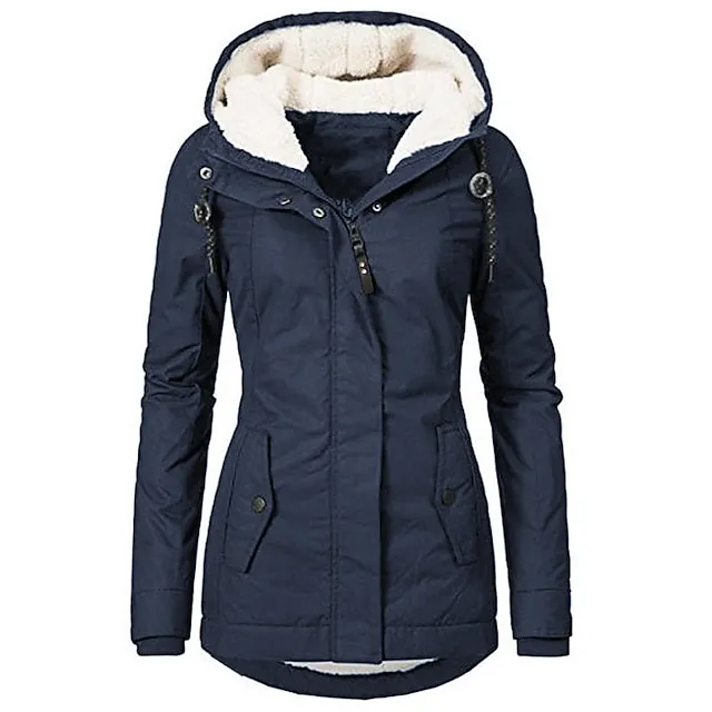 Women's Parka Street Fall Winter Puffer Jacket Long Coat Windproof Warm 3 in 1 Loose Casual Sports Jacket Long Sleeve Solid Color Zipper Purple Blushing Pink Waterpoof Daily Wear Down Parkas  Lined
