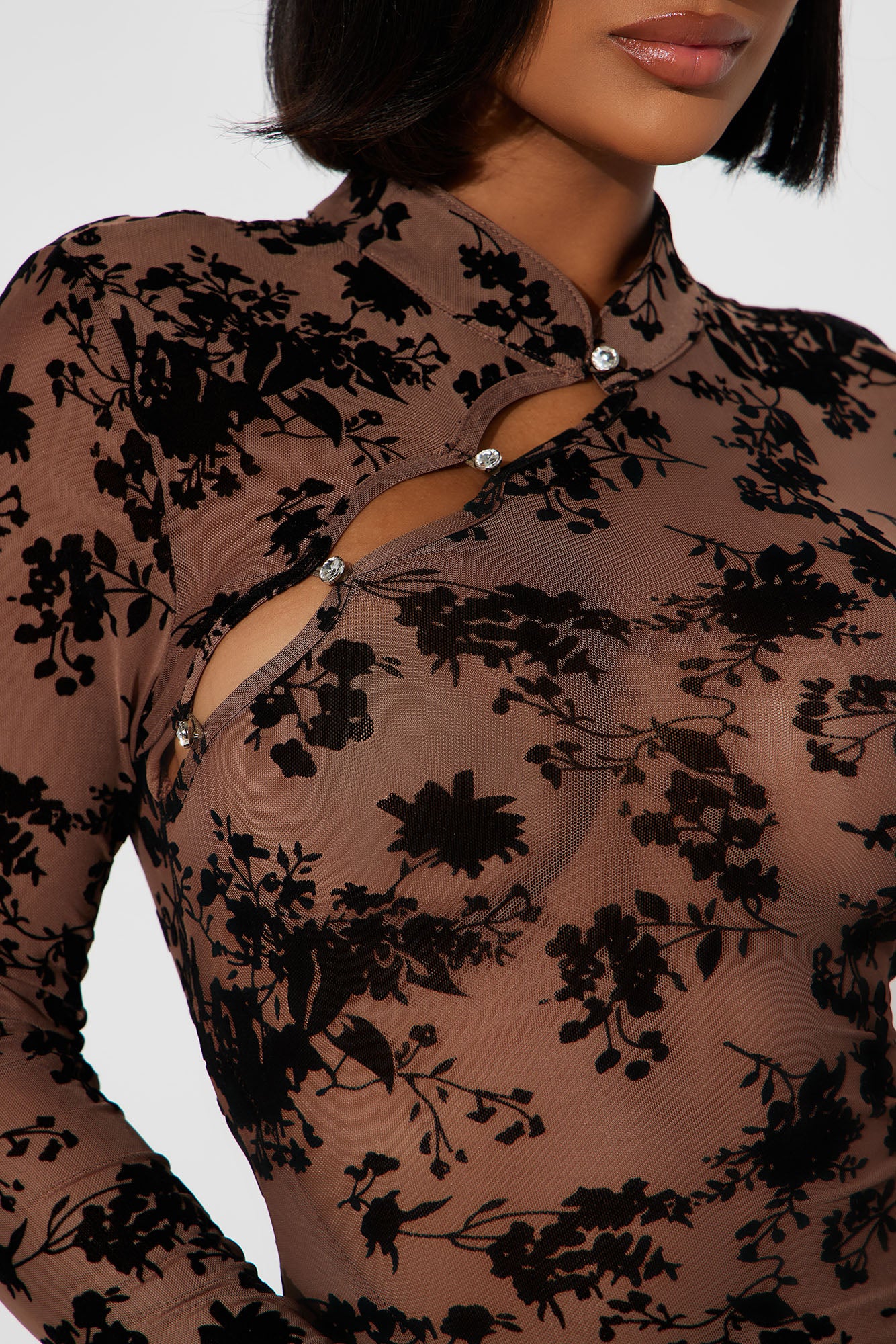Raelynn Mesh Maxi Dress - Brown/combo