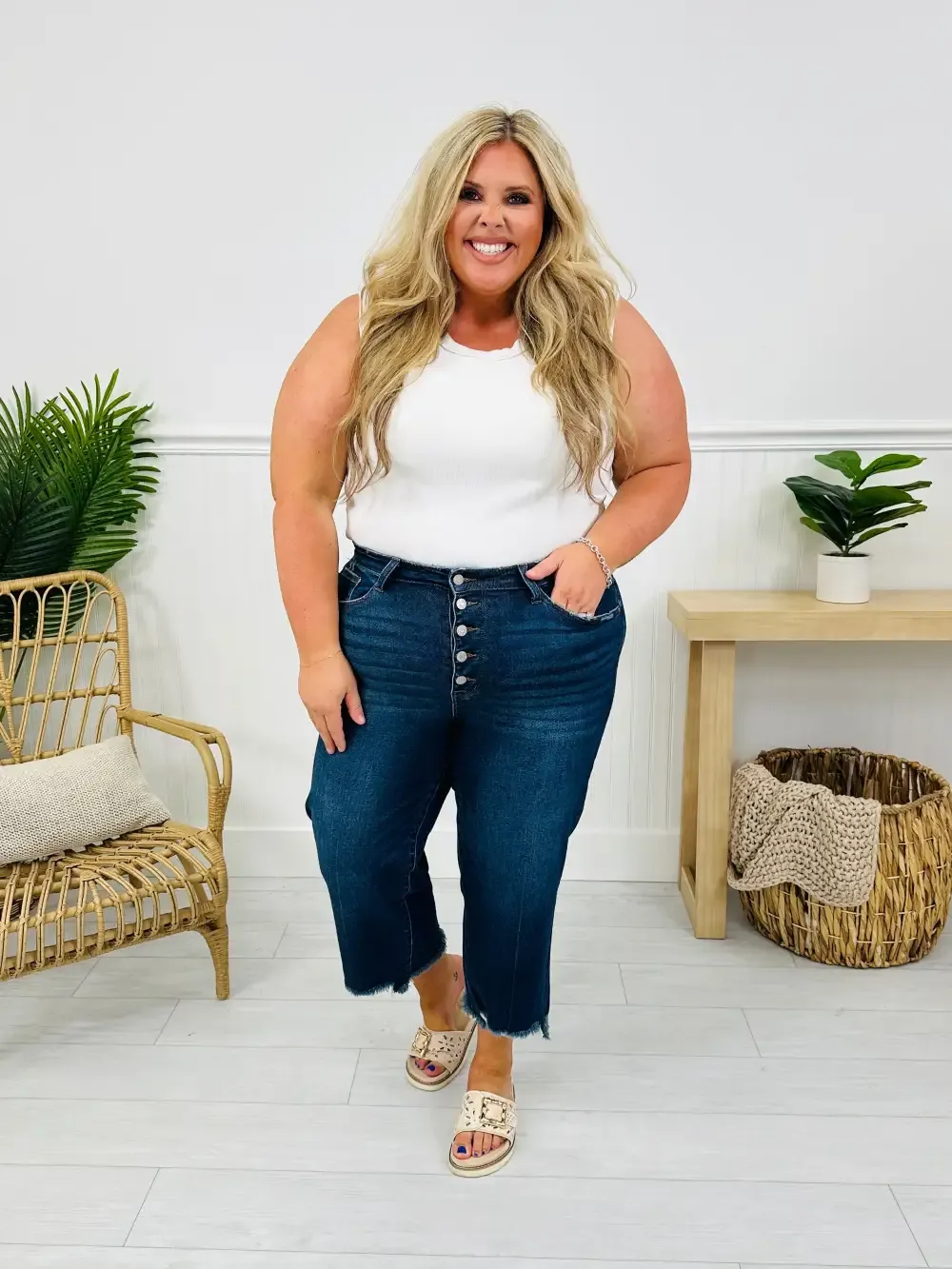 Judy Blue On The Fly Cropped Wide Leg Jeans