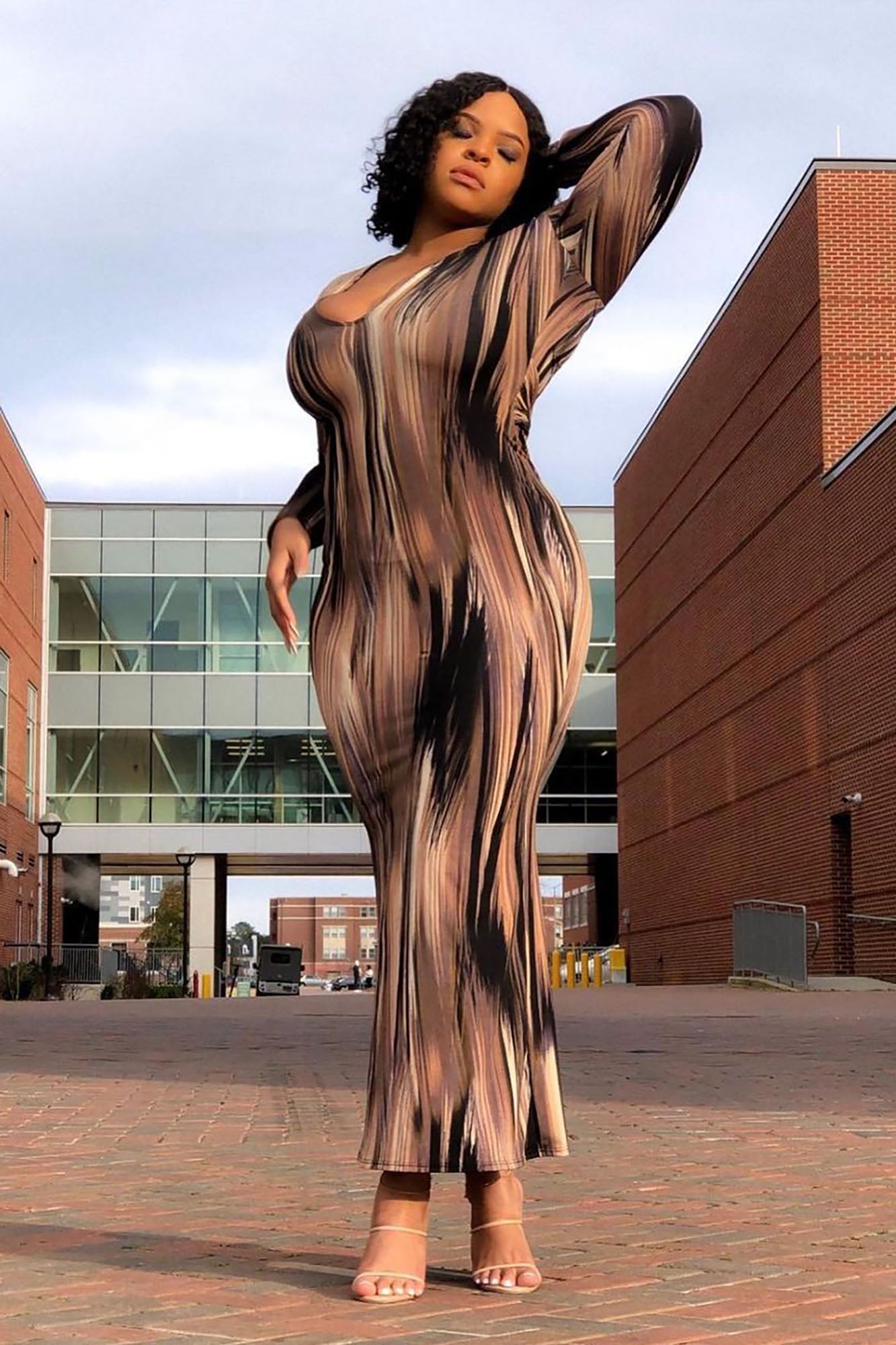 Mind Of My Own Maxi Dress - Brown/combo