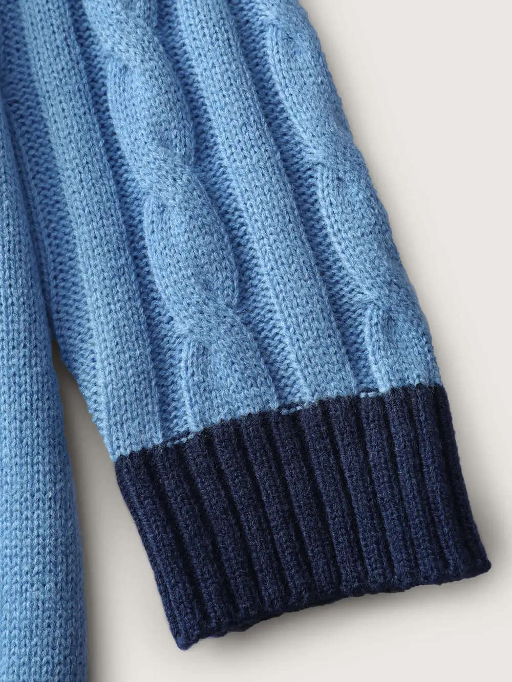 Cable Knit Jacquard Floral Contrast Pullover