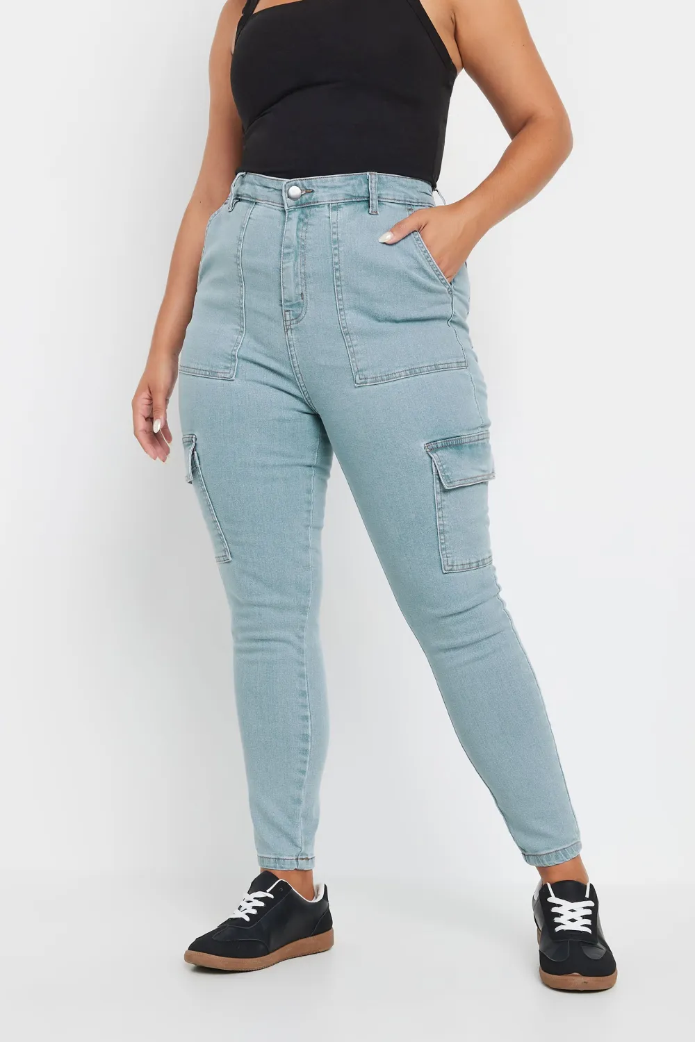 YOURS Curve Light Brown Cargo AVA Jeans