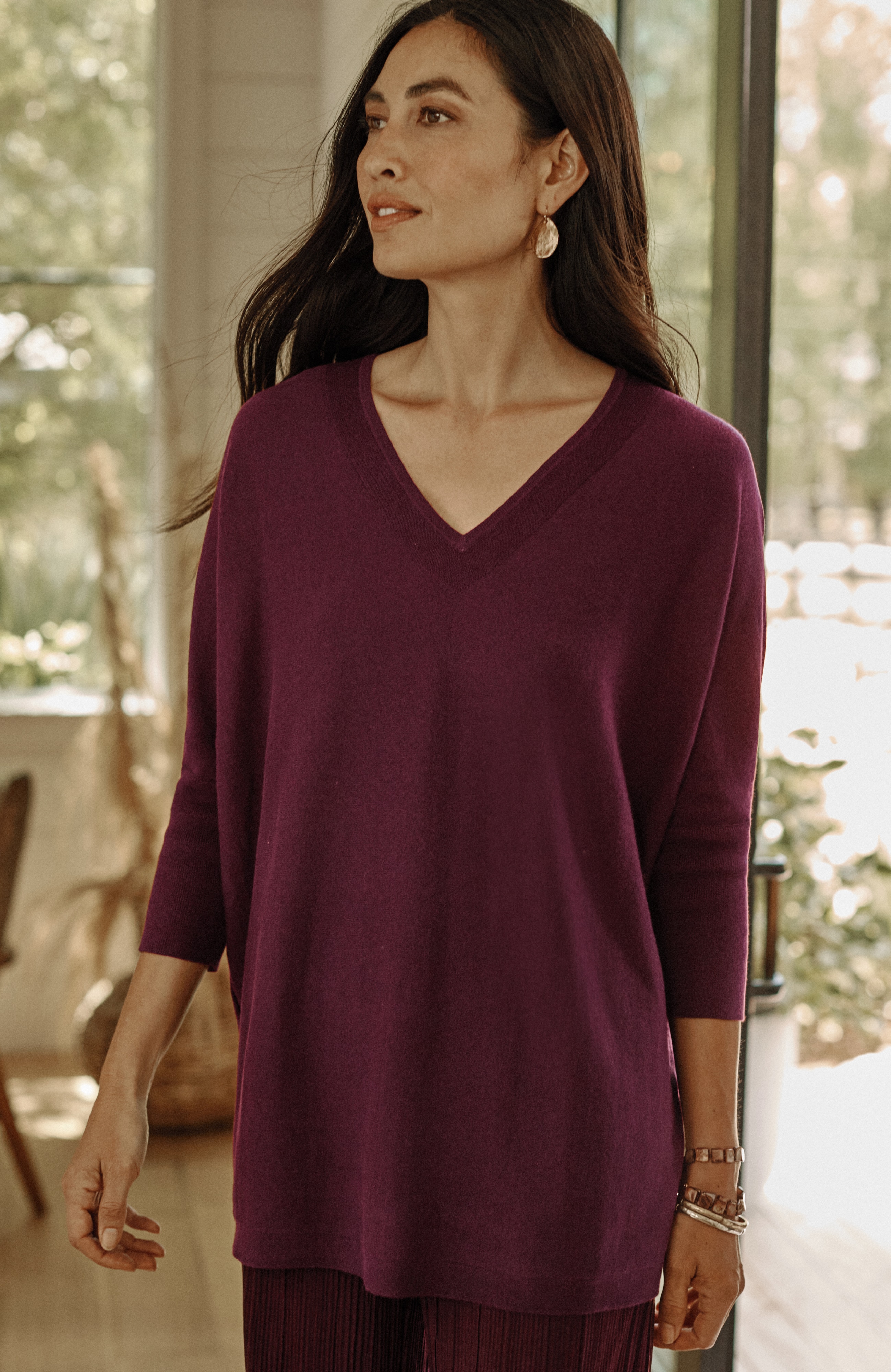 Pure Jill Oversized V-Neck Sweater