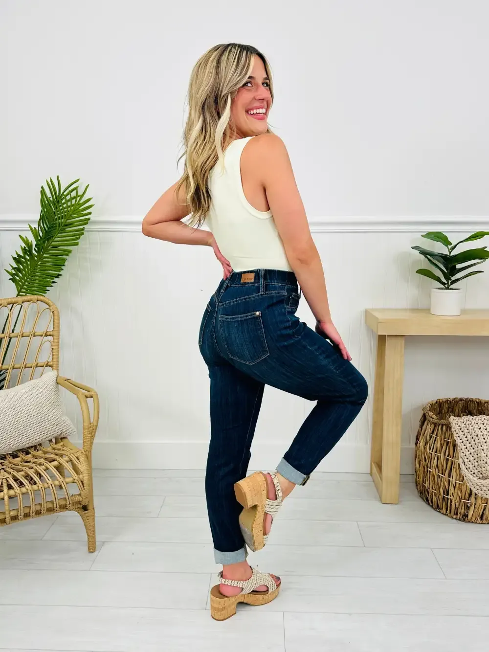 Judy Blue REG/CURVY Pulling Me Back Double Cuff Slim Fit Jeans