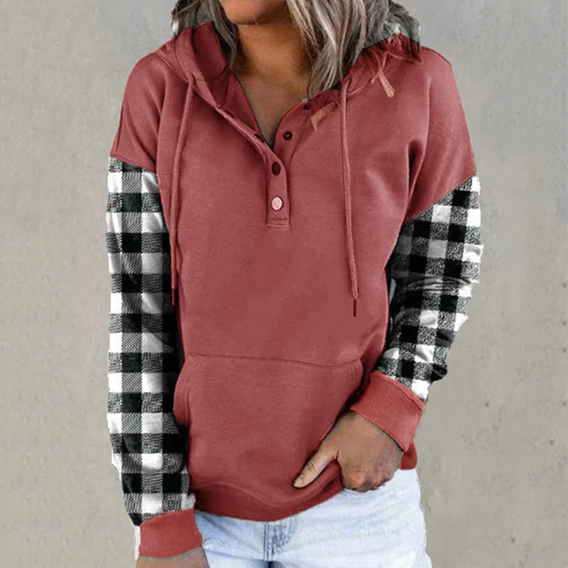 Casual Cotton Blends Checked/Plaid Hooded Regular Fit Sweatshirts