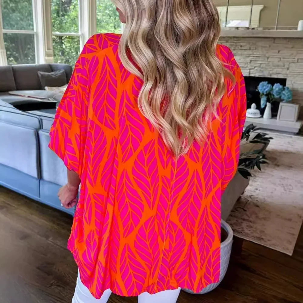 ✨2025 Women Leaf Print Smocked Puff Sleeve Blouse