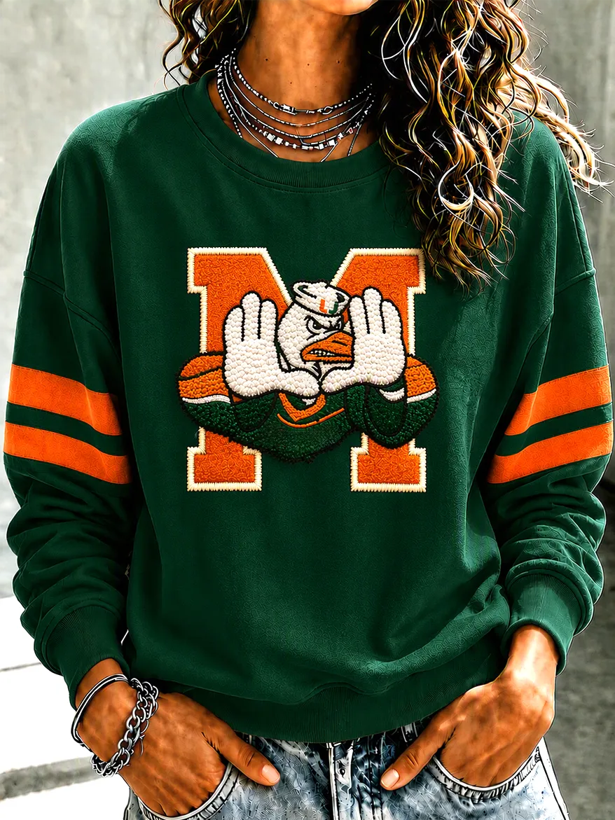 Women'S Football Printed Round Neck Sweatshirt