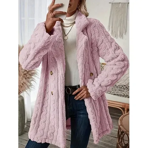 Women's Fleece Jacket Casual Jacket Hoodie Jacket Comfortable Breathable Zipper Pocket Casual Solid Color Vacation Street Casual Daily Wear Zipper Regular Hooded Regular Fit Long Sleeve Outerwear