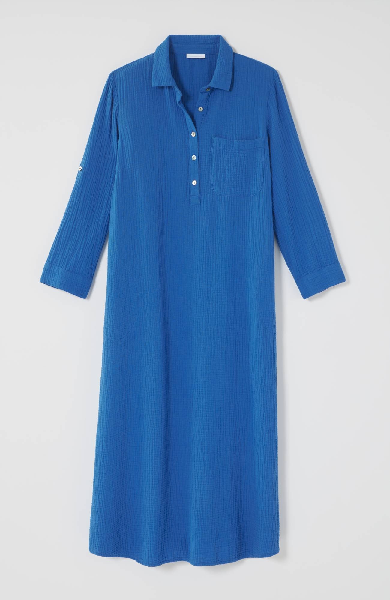 Cotton-Gauze One-Pocket Shirtdress