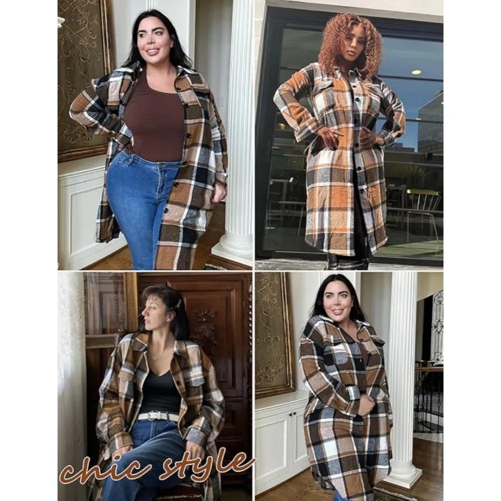 Women's Plus Size Flannel Plaid Shirt