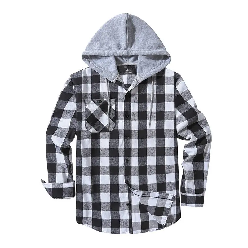 Men’s 3-Pack Flannel Hoodie Shirts – Plaid Button-Down Jackets with Hood & Pockets