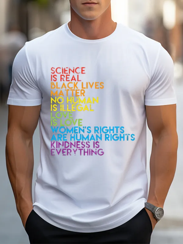 Men'S T-Shirt Science Is Real Black Lives Matter Rainbow LGBT Pride BLM T Shirt