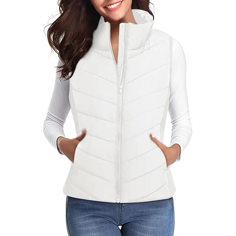 ✨️Cozy Without Bulk: Puffer Vest Women Sleeveless Zip Up Outerwear