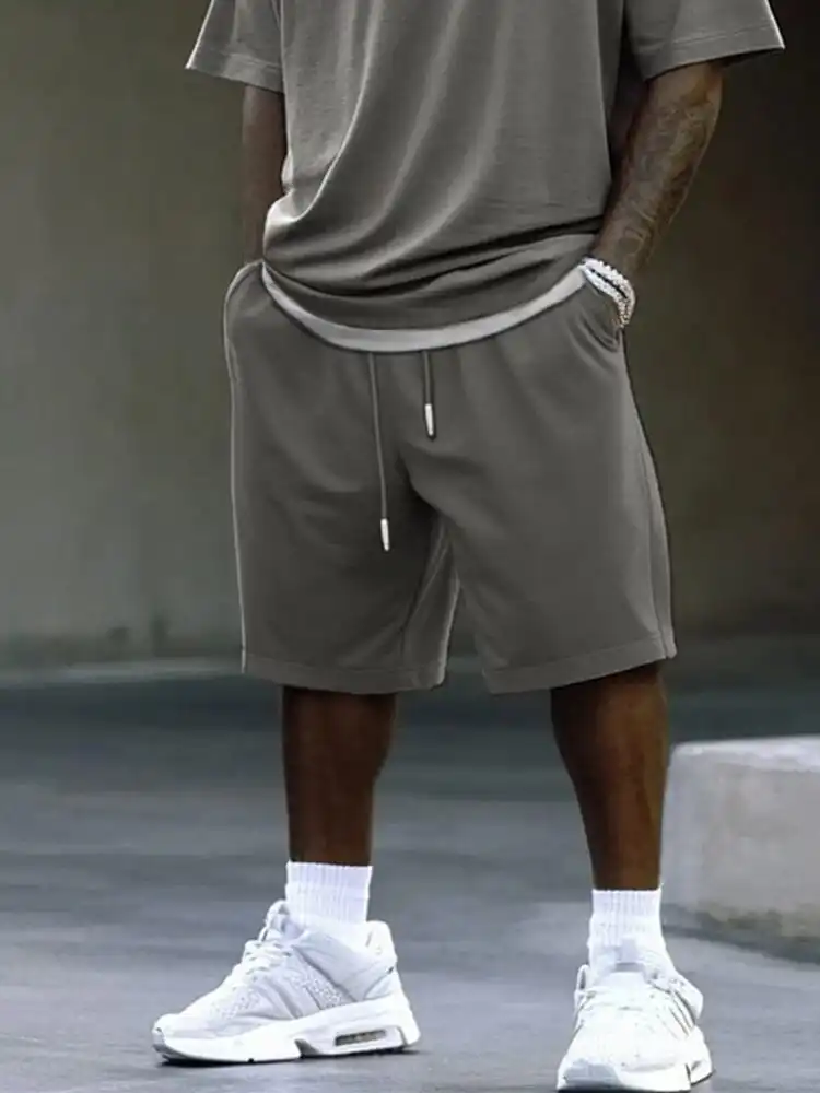 Contrast Fake Two-Piece Cotton Set