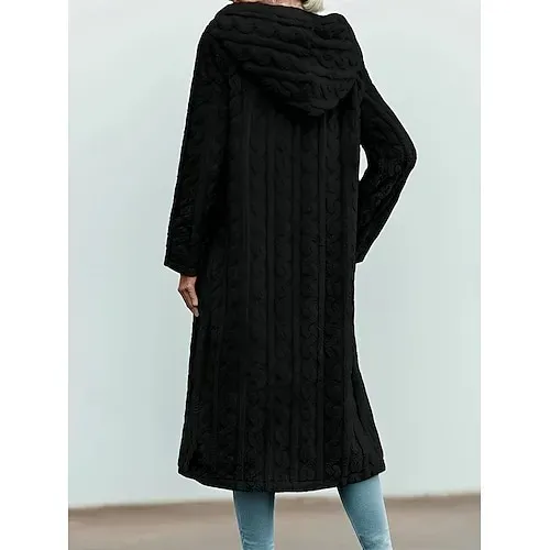 Women's Fleece Jacket Casual Jacket Hoodie Jacket Comfortable Breathable Zipper Pocket Casual Solid Color Vacation Street Casual Daily Wear Zipper Regular Hooded Regular Fit Long Sleeve Outerwear