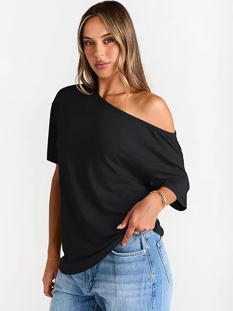 Women's Off Shoulder T-Shirt – Casual & Comfy Fit