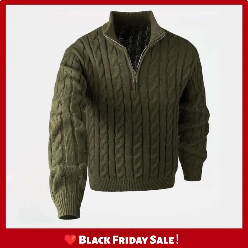 🔥5 PACK ＄29.9🔥Men's solid color Quarter Zipper  Sweater