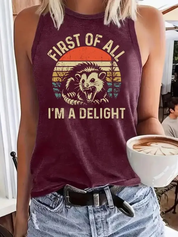 Women's Casual Tank Top – Letter Print, Sleeveless & Versatile