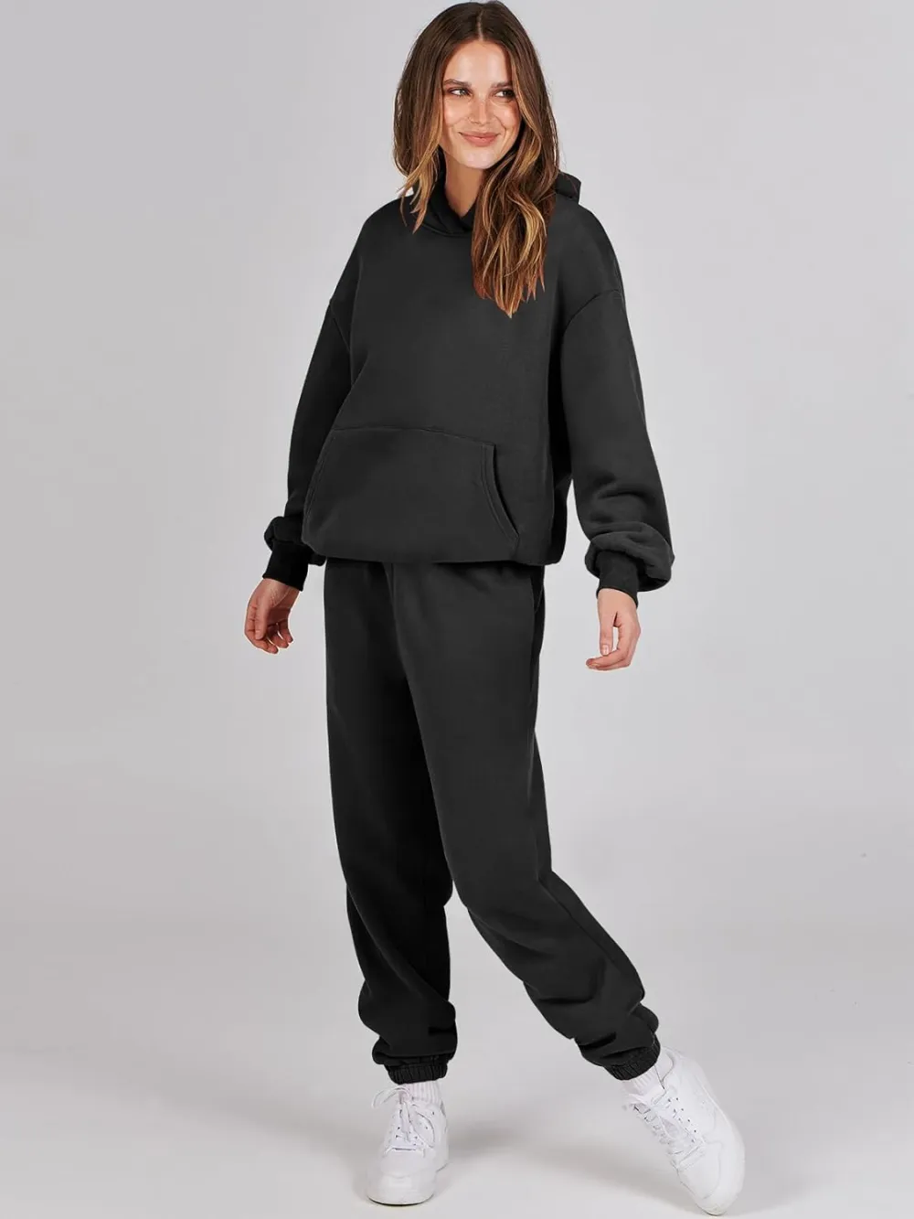 (Clearance Sale $1.99⚡) 2024 Women's Fall Oversized Casual Hoodie Two Piece Sweatshirt Jogging Pants Sweatshirt Set