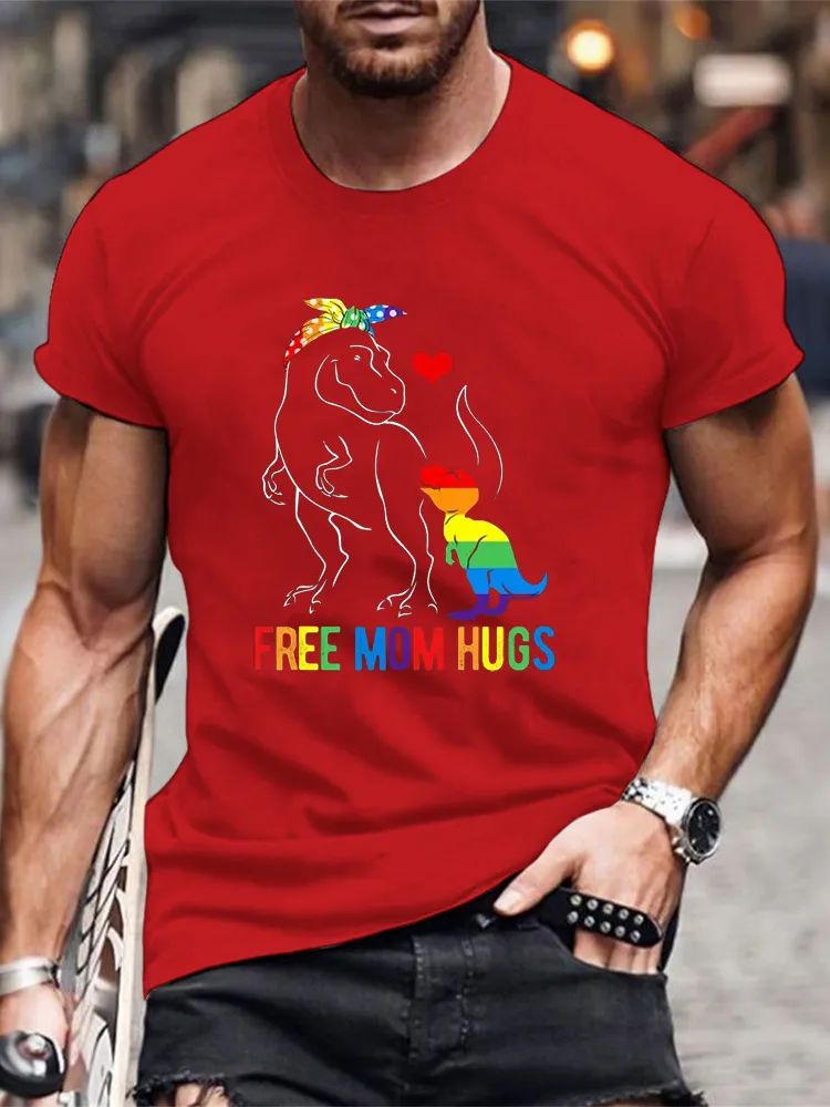 Men'S T-Shirt LGBT Free Mom Hugs Dinosaur Rex Mamasaurus Ally Rainbow Flag T Shirt
