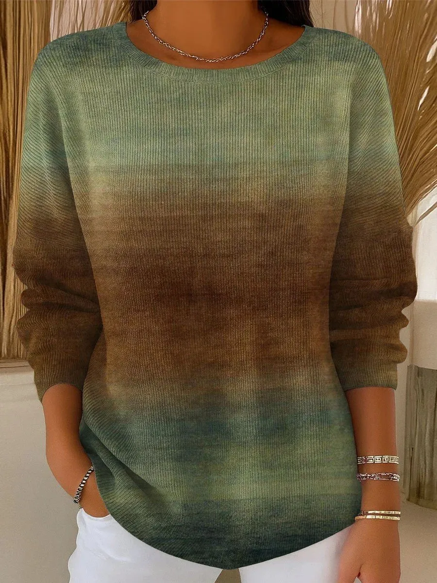 Loose Imitation Cashmere Crew Neck Vintage Sweater