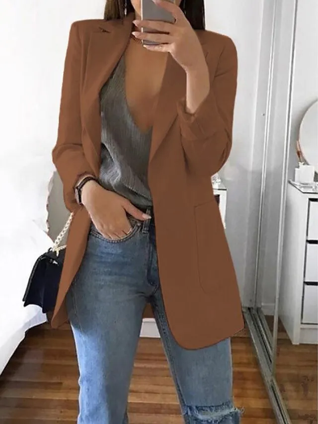 Women's Blazer Open Front Business Office Blazer Outfit with Pocket Casual Clean Fit Formal Spring