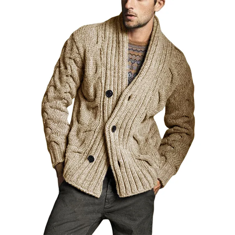 Men's Solid Color Knit Jacquard Sweater Jacket