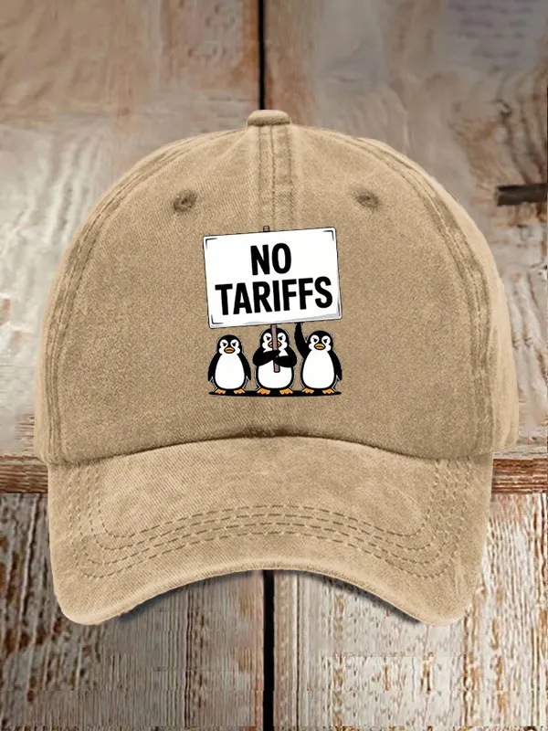 Penguin No Tariffs Print Baseball Cap